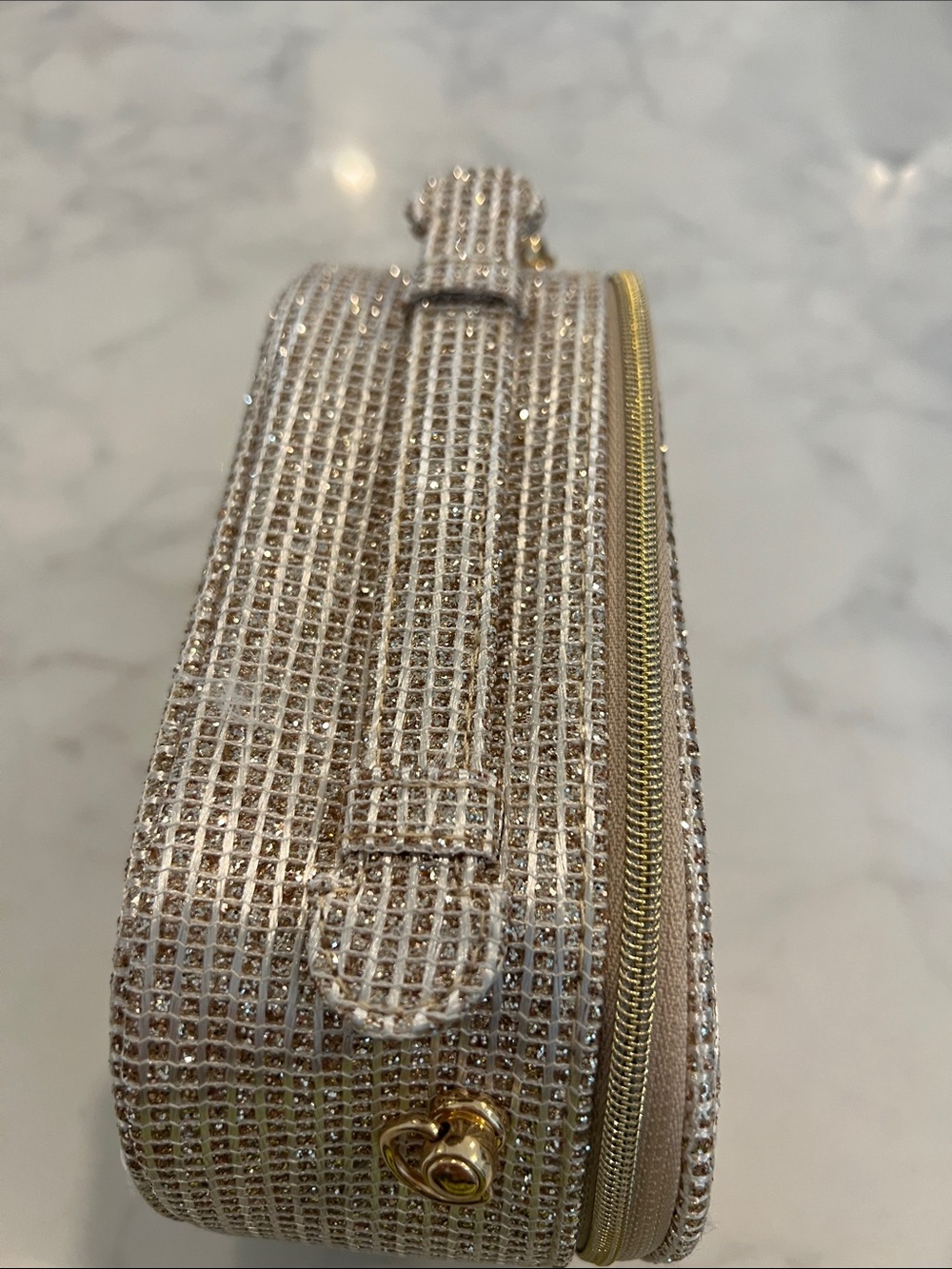 Dior Metallic Gold Glitter Cosmetic Pouch with Star Emblem GWP - Picture 2 of 4